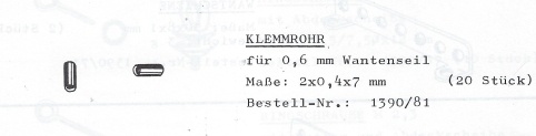 Klemmrohr für 0,6 mm Wantenseil