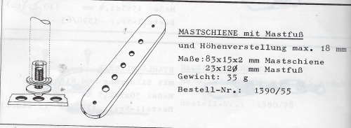 Mastschiene mit Mastfuß u.Höhenverstellung 18mm